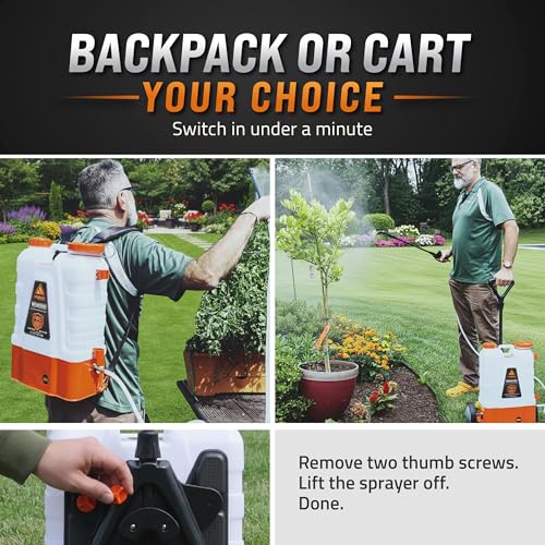 PetraTools HD4000 Battery Powered Backpack Sprayer w/Cart, 8 Hr Runtime - style: HD4000 Pro Series + Cart