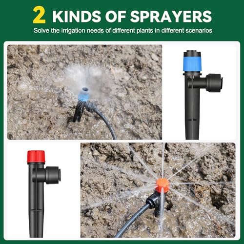 Drip Irrigation System for Garden, 2026-Upgraded Quick Connect Garden Watering Kit All-in-One with 1/2 inch 1/4 inch Irrigation Tubing for Garden, Lawn, Greenhouse, Raised Beds (126FT) - size: 126FT