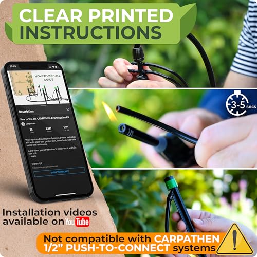 CARPATHEN Drip Irrigation System Kit for Garden Watering, Sprinkler, 100 ft - size: Barbed Fitting 100 feet