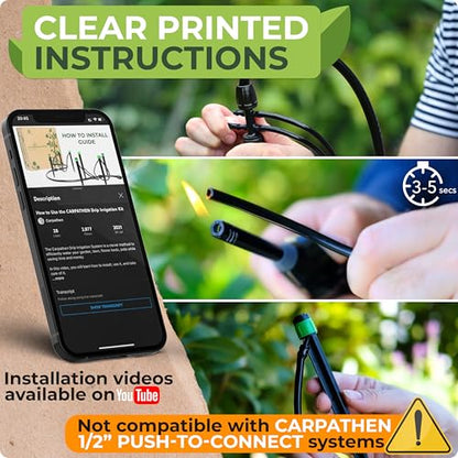 CARPATHEN Drip Irrigation System Kit for Garden Watering, Sprinkler, 100 ft - size: Barbed Fitting 100 feet