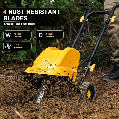 IncwBo 12'' 10.5-AMP Electric Roto Tiller Cultivator for Gardening Cored - size: 10.5 AMP-12 INCH