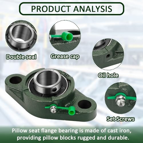 UCFL205-16 Pillow Block Bearing, 1" Bore 2-Bolt Flange Mount, 1 Pack | Solid base construction with self-aligning feature, 2-bolt flange mounted bearing for mechanical equipment