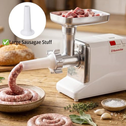 Sunmile SM-G50 ETL Electric Meat Grinder - Max 1.3 HP 1000W Heavy Duty Meat Mincer Sausage Grinder - Metal Gears, Reverse, Circuit Breaker, Stainless Steel Cutting Blade and Plates, 1 Sausage Stuffs