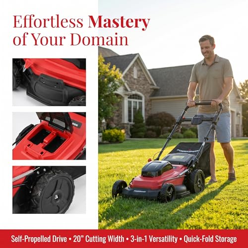 20" Self Propelled Lawn Mower,3-in-1 Walk-Behind Mower - color: Black and Red