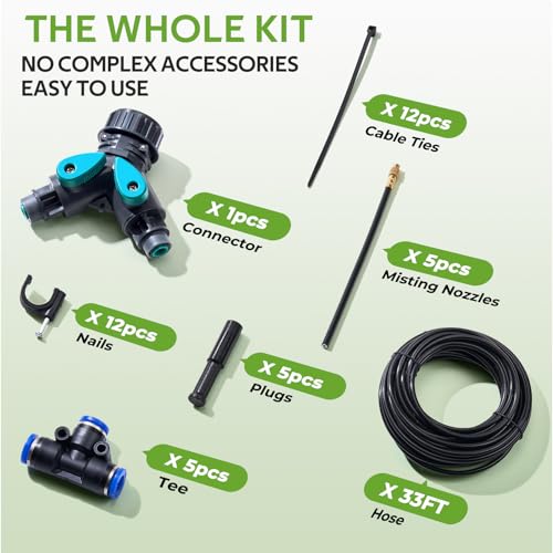 HIRALIY 33FT Garden Watering Kit for Small Gardens - size: 33FT
