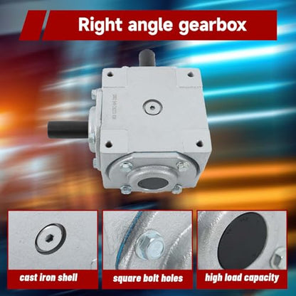 findmall Right Angle Gearbox with 2 Keyed Shafts CW/CW 1:1