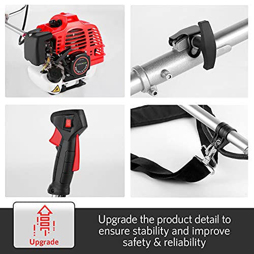 58cc 4-in-1 Gas String Trimmer, 2-Stroke Engine with Bike Handles - color: Red