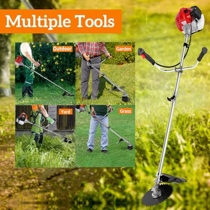 Gas Powered Weed Wacker 4 in 1, 58cc Brush Cutter, String Trimmer, Orange - color: Orange