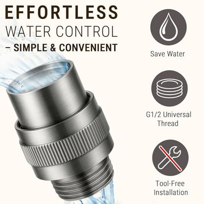 G-Promise Metal Shower Head Shut Off Valve, Flow Control Valve - color: Brushed Nickel