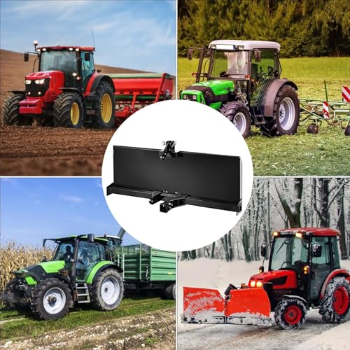 3 Point Attachment Adapter, Skid Steer Plate 2 in Trailer Hitch Receiver, Adjustable Width Lift Arms from 8 in to 43 in for Front Loader Case
