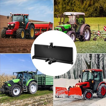 Garvee 3 Point Attachment Adapter, Skid Steer Plate 2 Inch Trailer Hitch Receiver, Adjustable Width Lift Arms From 8" to 43" for Front Loader Case