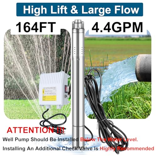 2" Deep Well Submersible Pump with Control Box, 1/2HP 110V Deep Well Pump - size: 2"-110V