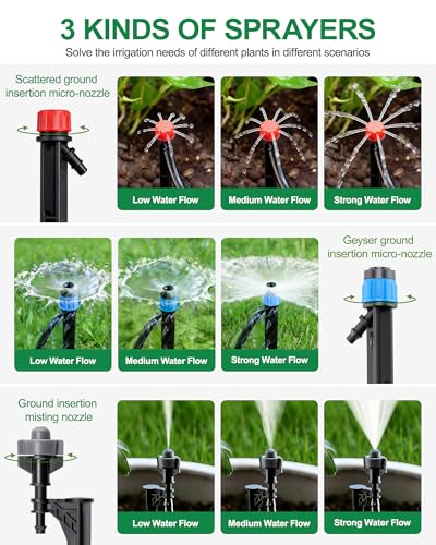 Drip Irrigation System for Garden, 180FT Tubing - size: 180FT