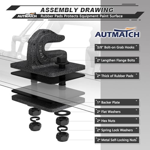 AUTMATCH Tractor Bucket Grab Hook 3/8" (2-Pack) Grade 70 Drop Forged Steel - color: Grainstone