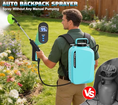 3.2Gal Backpack Sprayer with Separate Battery and Charger Included - color: Sky Blue