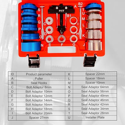 SGT 22pcs Crank Bearing Camshaft Seal Installer and Remover Set - color: Red