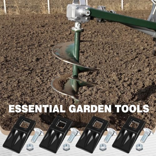 Hicarer 10 Pack Square Hole Replacement Auger Teeth with Hardware, High Hardness Carbon Steel Auger Post Hole Digger Tooth for Woodworking Construction and DIY Tools