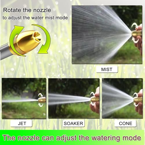 Heavy Duty Garden Hose Nozzle with Adjustable Brass Spray Tip - size: 8.8*5.5*1.4