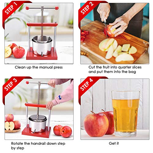 0.53Gal Fruit Press,Cheese Making Press Tincture Herbal Honey Manual Press,2L Apple Cider Wine Press Food Press,Handmade Fruit Crusher Wine Making Kit for Orange Crushes/Vodka/Brandy