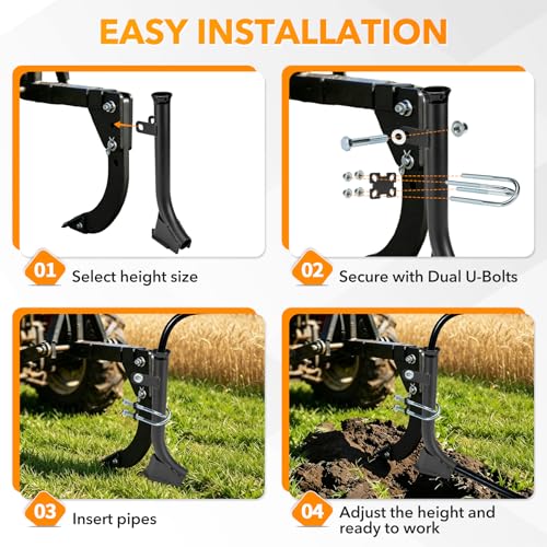 Pipe Layer Attachment for Hitch Mounted Ripper, Flexible Pipe Laying Tool for 3-Point Subsoiler Trencher, Fits ATV UTV Tractor, Max 1.37" Diameter