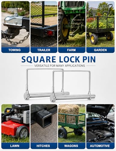5-Pack 1/4 x 2-3/4 Inch Square Trailer Hitch Pins with Wire Locks