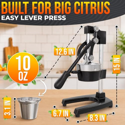 Cast Iron Juicer Hand Press, Heavy-Duty Squeezer (Black) - color: Black