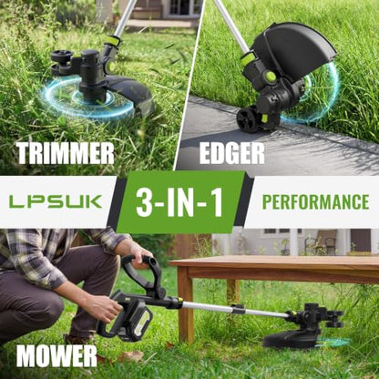 14-Inch Electric Weed Wacker with Dual Line Auto Feed, 4.0Ah Battery