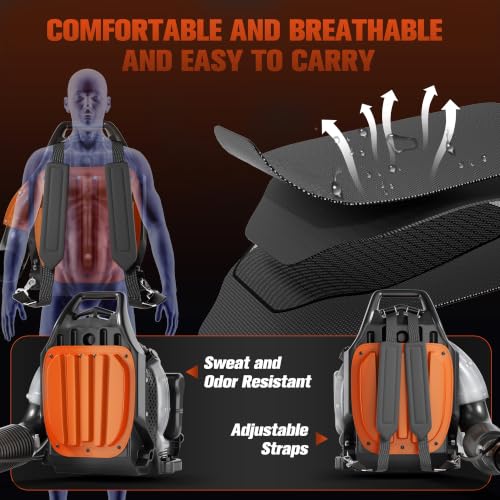 TDH Backpack Leaf Blower,2-Stroke Backpack Blowers with 665 CFM & 205 MPH - color: G-Orange