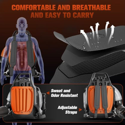 TDH Backpack Leaf Blower,2-Stroke Backpack Blowers with 665 CFM & 205 MPH - color: G-Orange