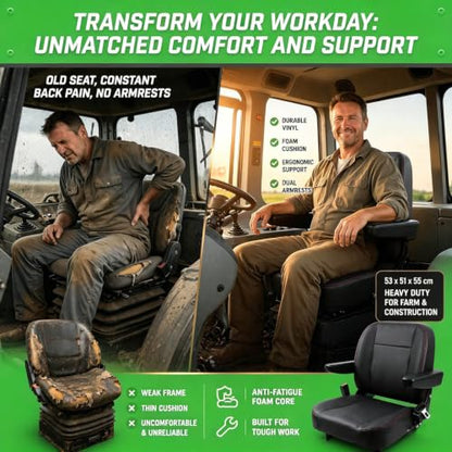 Tractor Seat Universal Zero Turn Mower Seat with Micro Switch,Slide Rail