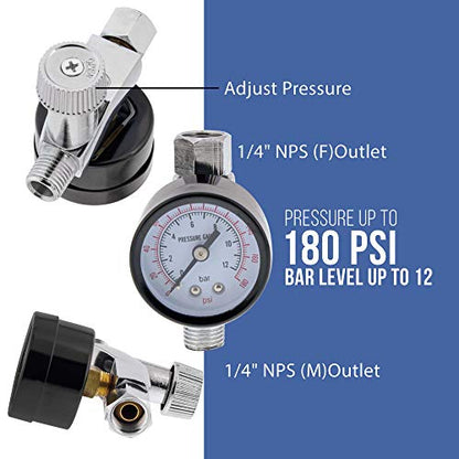 TCP Global Air Adjusting Valve Regulator (1/4" NPT) with Gauge