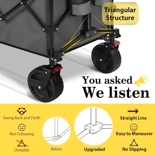 Sekey 300L Extended Collapsible Wagon, 660 lb Capacity, 48 in Long - color: Gray