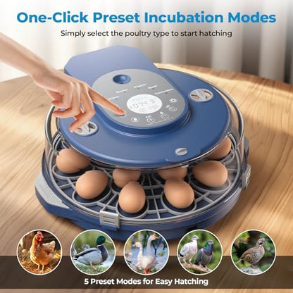 Egg Incubator for Hatching Eggs, 5 Preset Incubation Modes & 1 Custom Mode