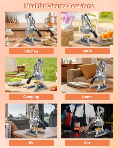 ZOZOE Cast Iron Juicer, Manual Citrus Press, Heavy Duty Hand Press Juicer - color: Grey