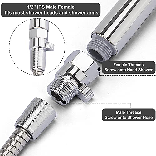 MAYYAYA All Metal Shower Head Flow Control Valve, G1/2 Brass Shut-off Valve - color: Black