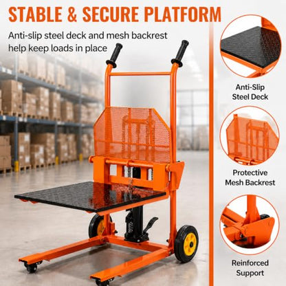 AECOJOY Hydraulic Material Lift Winch Stacker 500lbs Weight Capacity