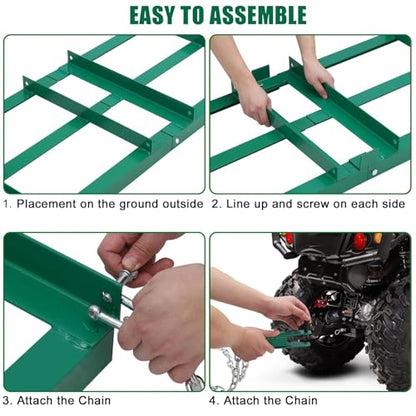 6FT Drag Harrow Driveway Grader with Chain - size: 48*20 inch