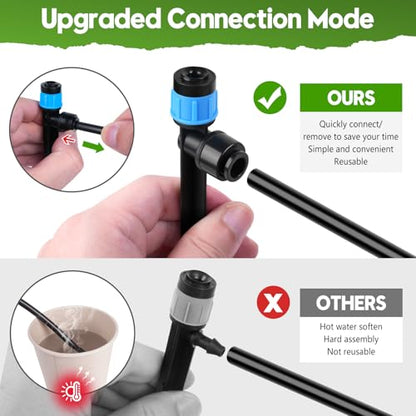 110FT Drip Irrigation System for Garden, Quick-Connect Automatic Garden Watering System with 1/2" & 1/4" Tubing and Accessories - Adjustable Sprinklers Kit for Greenhouse, Yard, Lawn, Raised Bed - size: 110FT（17FT 1/2" Main Line +93FT 1/4" Tube）