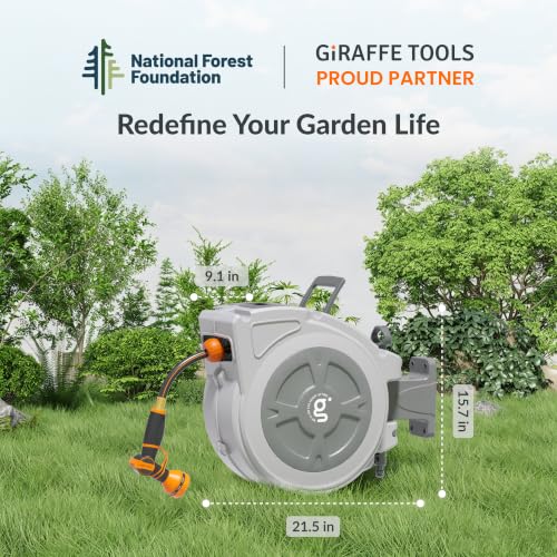 Giraffe Tools Retractable Hose Reel 1/2" x 100 ft with Hose Splitter