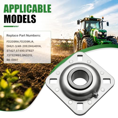 Disc Harrow Flange Bearing 1-3/4" Round Bore, 4-Bolt Harrow Disc Bearing Compatible with FD209RA ST427 ST490, Harrow Disc Bearing 1-3/4 Inch Bore Replacement for Agricultural Tool Case-IH New Holland