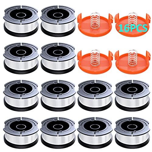 YWTESCH 16 Pack Weed Eater String Compatible with Black+Decker, 360ft 0.065" AF-100 Replacement Spool, Autofeed String Trimmer Line Fit for Black+Decker Weed Wacker(12 Spools,4 Spool Caps,4 Springs)