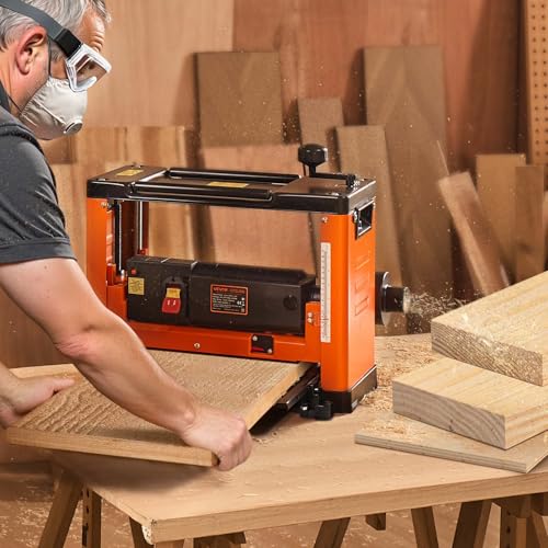 VEVOR 13-Inch Thickness Planer Three-Blade Power Benchtop Planer 2000W - color: Single Speed 3 Blade