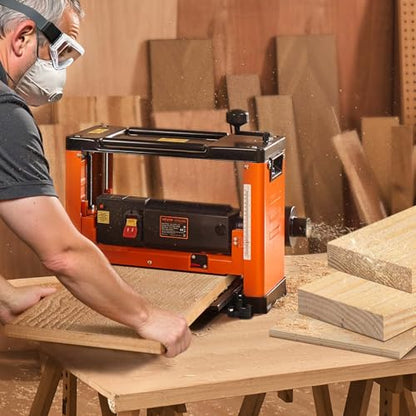 VEVOR 13-Inch Thickness Planer Three-Blade Power Benchtop Planer 2000W - color: Single Speed 3 Blade