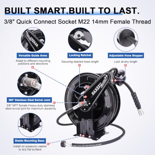 4000 PSI Pressure Washer Hose Reel with 50FT 3/8" Hose