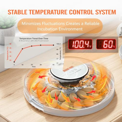 28 Egg Incubator with Auto Egg Turner, Duck Goose Egg Trays Hatcher
