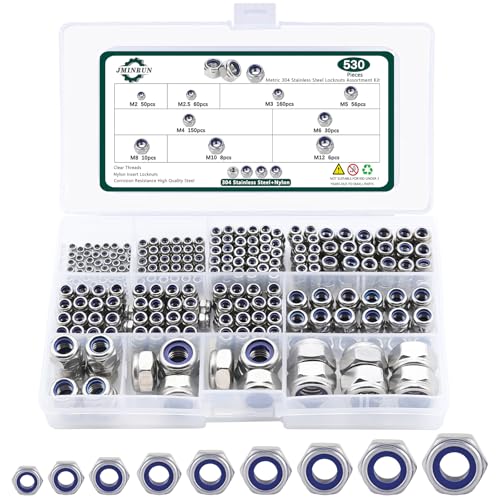 Metric Lock Nut Assortment Kit, 530PCS Nylon Insert Lock Nuts Set - color: Metric 530PCS