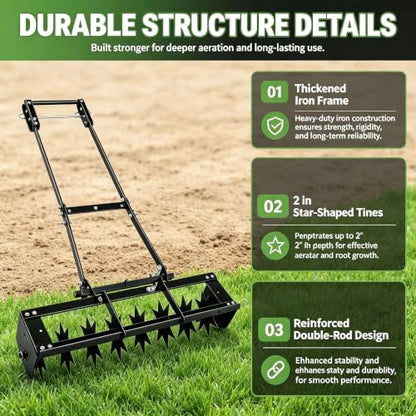 31 in Tow Behind Spike Aerator, 500LBS Max Weight Tray