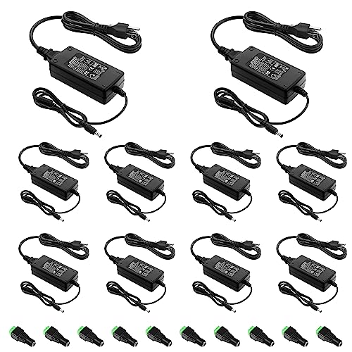 ALITOVE 12V 5A Power Supply 60W 12 Volt Transformer 5Amp 4A 3A, 10 Pack - size: 10 Pack