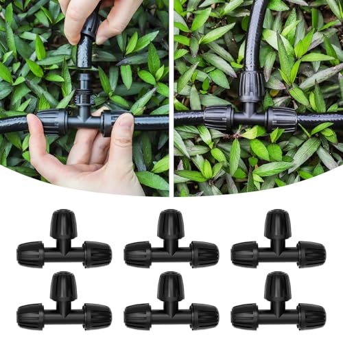 MIXC 1/2 Inch Drip Irrigation Fittings Barbed Tee 6 Pack - size: 1/2" Barbed Tee