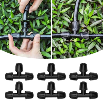 MIXC 1/2 Inch Drip Irrigation Fittings Barbed Tee 6 Pack - size: 1/2" Barbed Tee